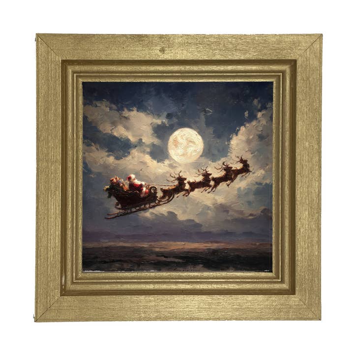 ginger blue - Wholesale Art Print - Santa Flying under Full Moon7