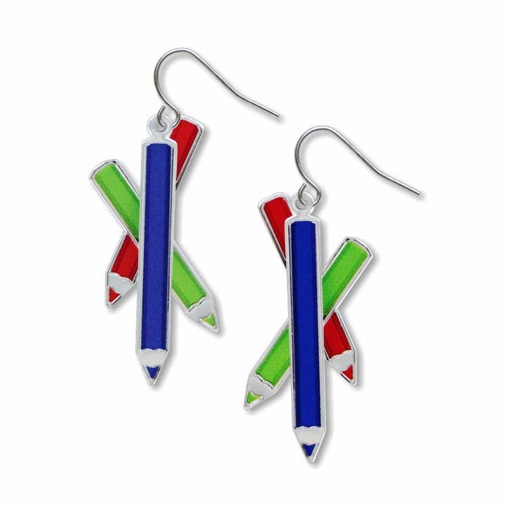 Colored Pencils Earings, MADE in USA for wholesale by David Howell and Company