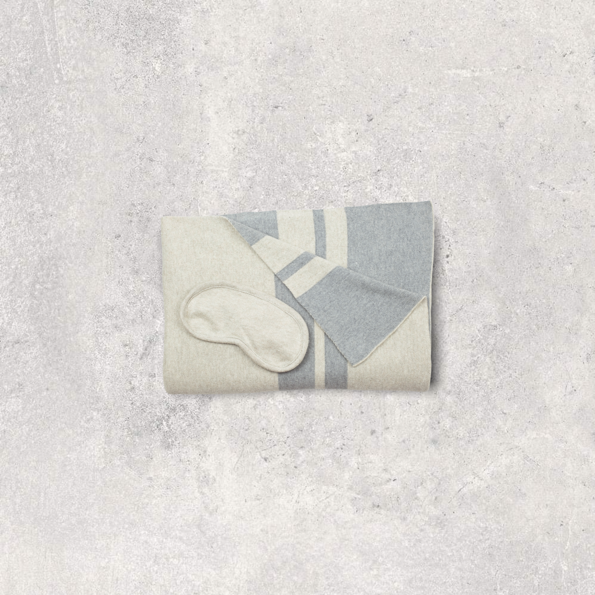 Pink Lemonade - Wholesale Travel Set - Dual Travel Organic Cotton Travel Blanket and Eye Mask Set - Linen Sand Mel/Lt grey Mel6