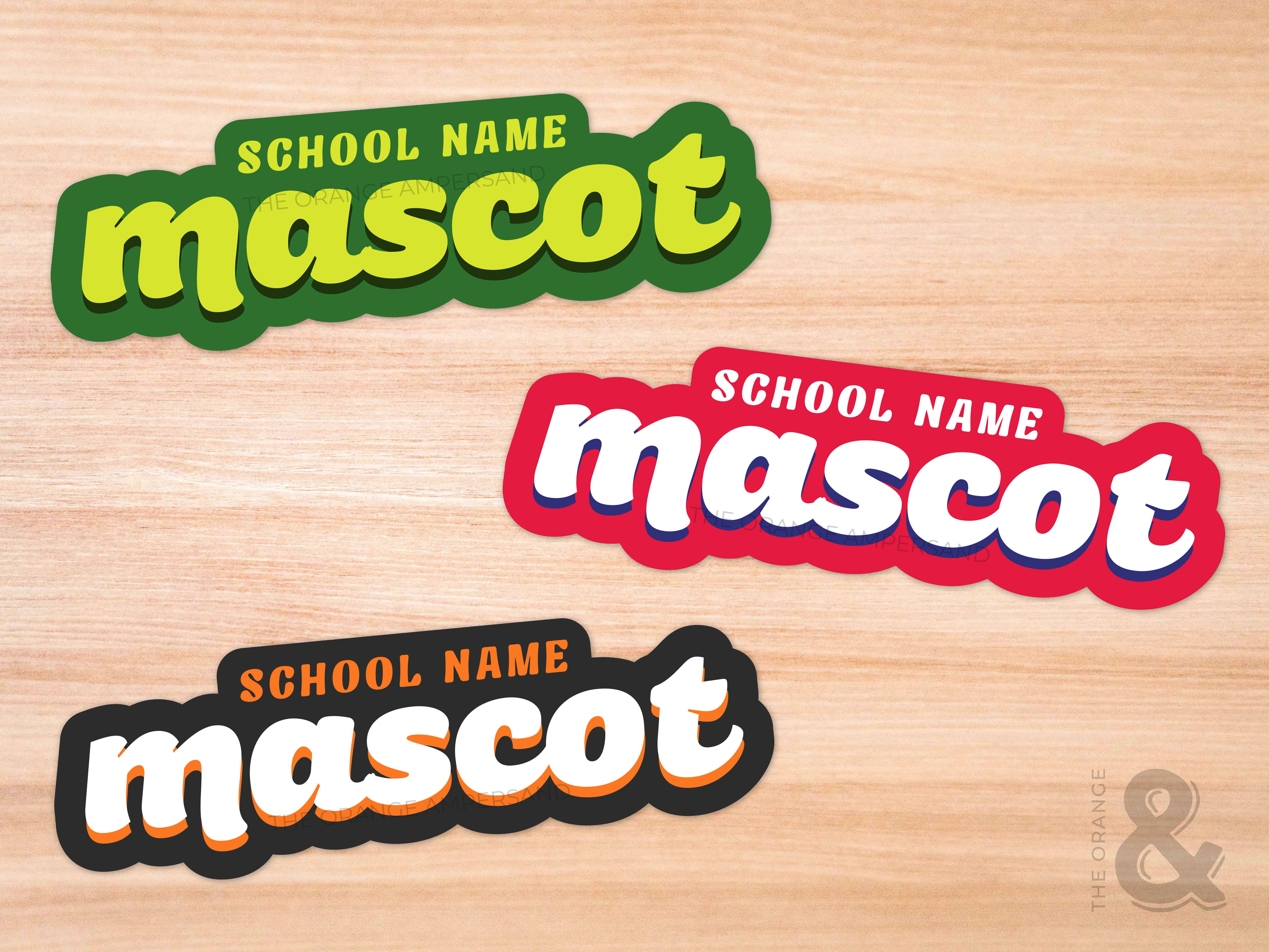 The Orange Ampersand – Engroshandel Klistermærke – Retro School Spirit klistermærker med dit maskotnavn/farver1