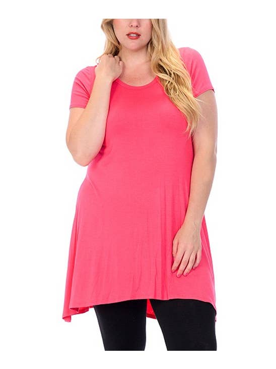 42POPS - Wholesale Tunic - Women's - "...._PLUS SIZE Shark Bite Scoop Neck Tuni