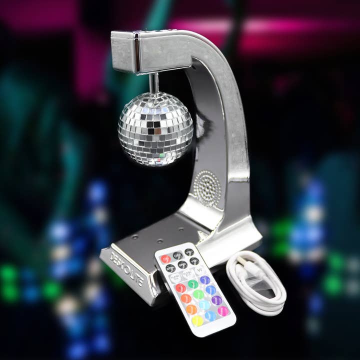 DESKOLITE – wholesale Strobe-/discoljus – DESKOLITE™ trådlös disco-högtalare med lysdioder och 6 cm spegelboll