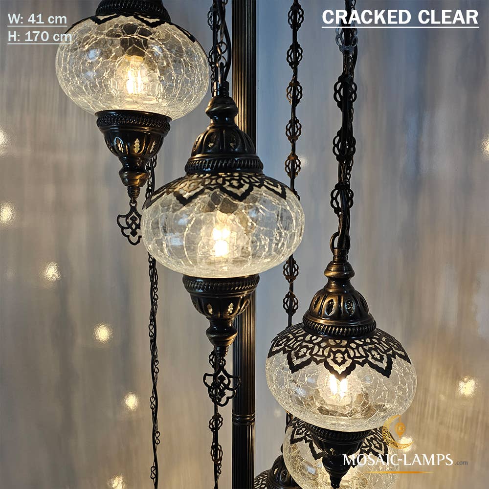 Mosaic Lamps – Engroshandel Gulvlampe – 7 Cracked Clear Globe tyrkiske gulvlamper, Stue Bedsi6