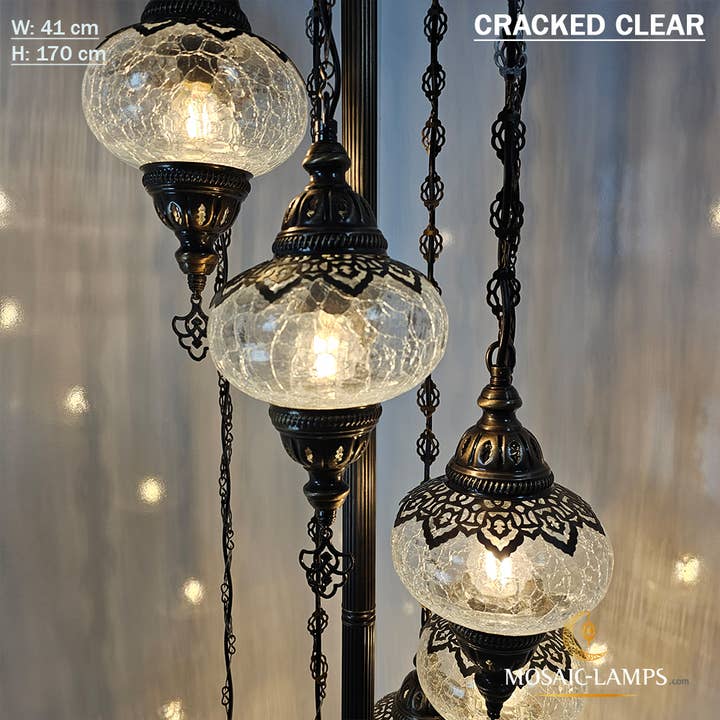 Mosaic Lamps – Engroshandel Gulvlampe – 7 Cracked Clear Globe tyrkiske gulvlamper, Stue Bedsi6