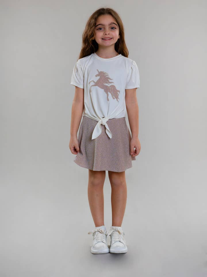 Jupe cloche brillante rose clair pour fille pour la vente par Pear