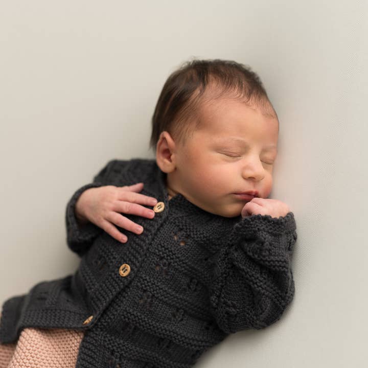 micu micu – Engroshandel Jakke - Baby – Openwork mørkegrå jakke2