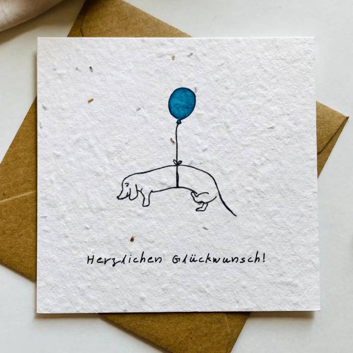 Einpflanzbare Glückwunschkarte | Samenkarte | Dackel | Hund für den Großhandel von BlühWerk Papeterie OG