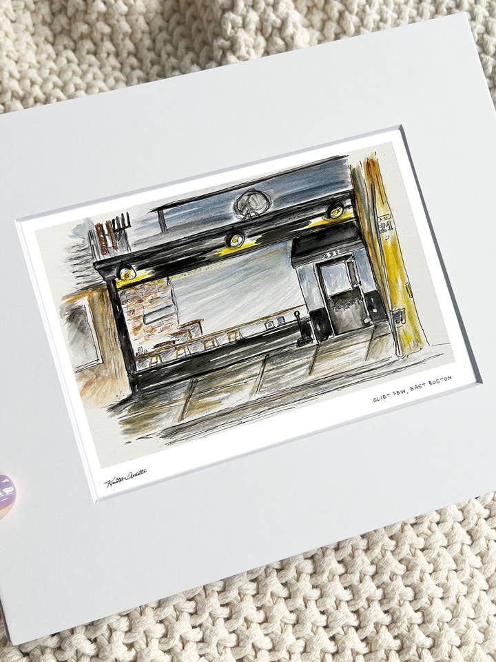 Les Calmes (Impression d'art en aquarelle de Boston - Eastie) pour la vente par Sunset Studios Boston: Neighborhood Watercolors