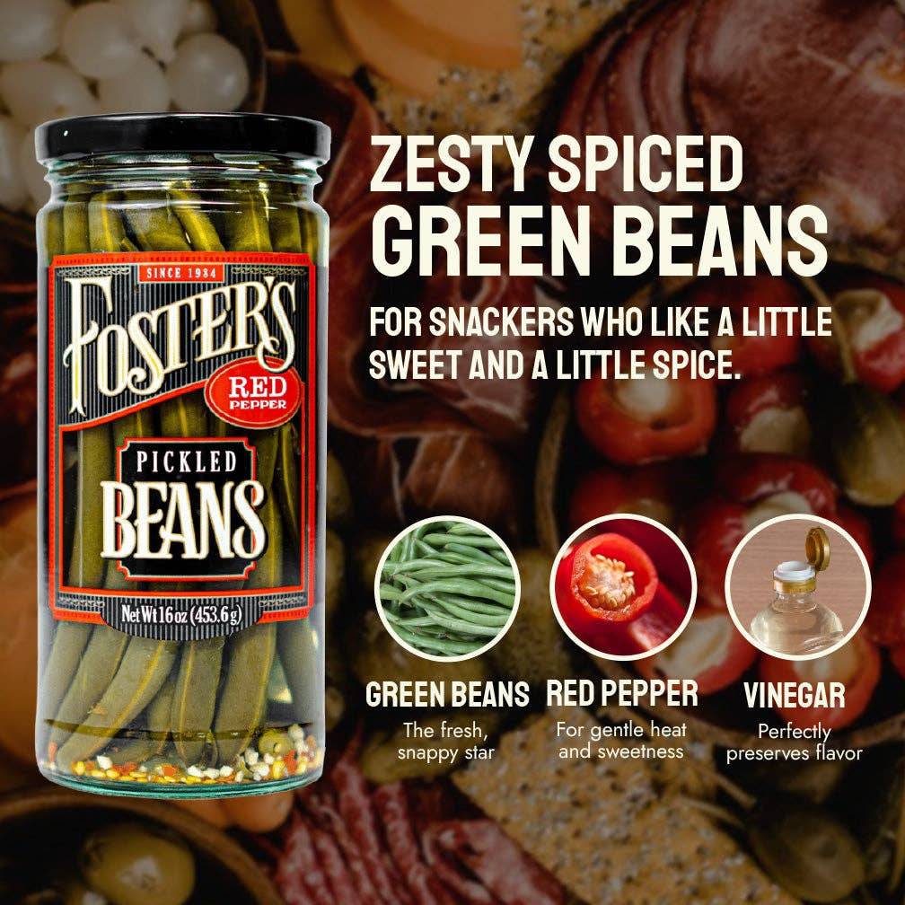 Foster's Pickled Products - Wholesale Pickled Vegetables - Foster's Pickled Green Beans - 16oz (6 pack)5