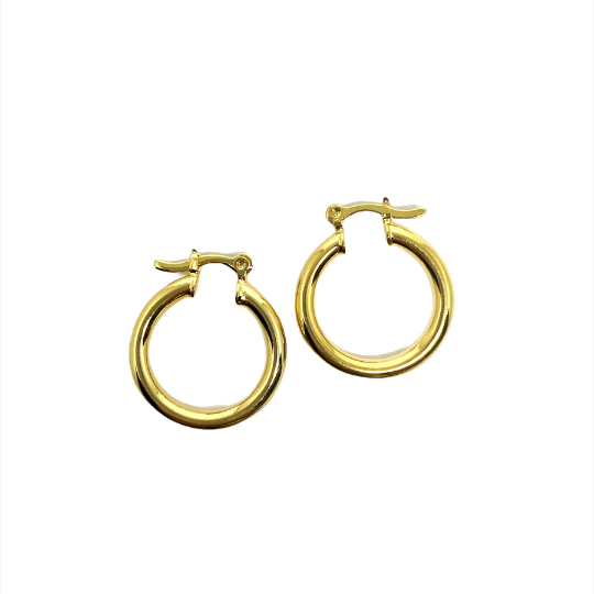 GoldFi - Wholesale Hoop Earrings - Very Light 18k Gold Filled Medium Thick Selena Hoop Earrings3