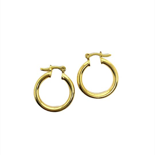 GoldFi - Wholesale Hoop Earrings - Very Light 18k Gold Filled Medium Thick Selena Hoop Earrings3