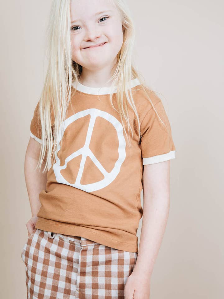 The Bee & The Fox - Wholesale Screen Printed T-Shirt - Kids - Peace | Kids Ringer Tee