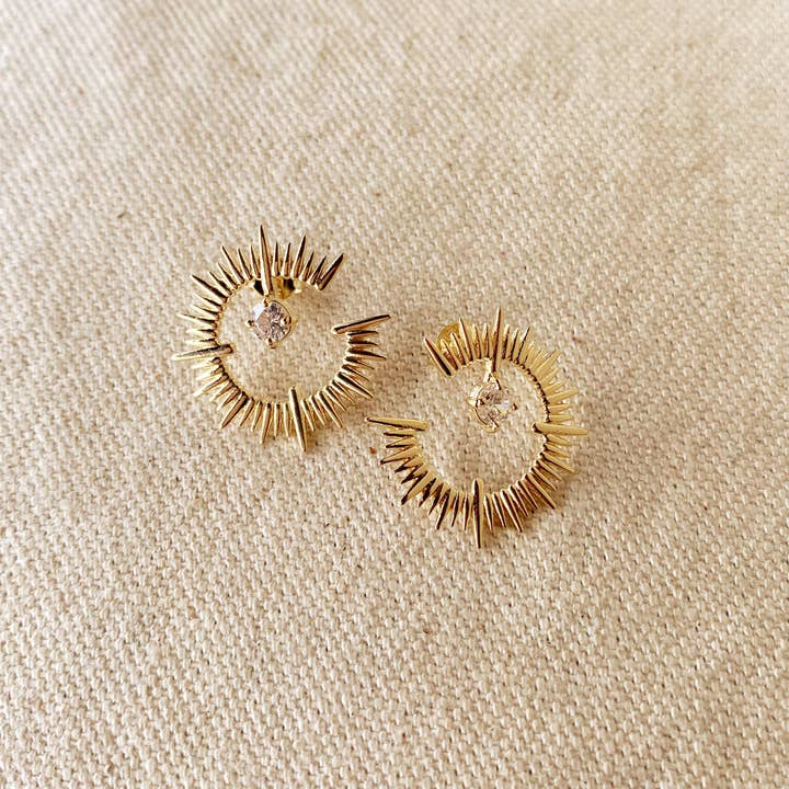 GoldFi - Wholesale Stud/Post Earrings - 18K Gold Filled Spiked Stud With CZ1
