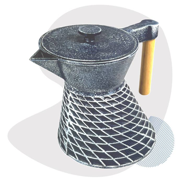 Ja-Unendlich - Venta al por mayor Teteras - Tetera Jidosha de hierro fundido, 0,8 l, blanco-azul