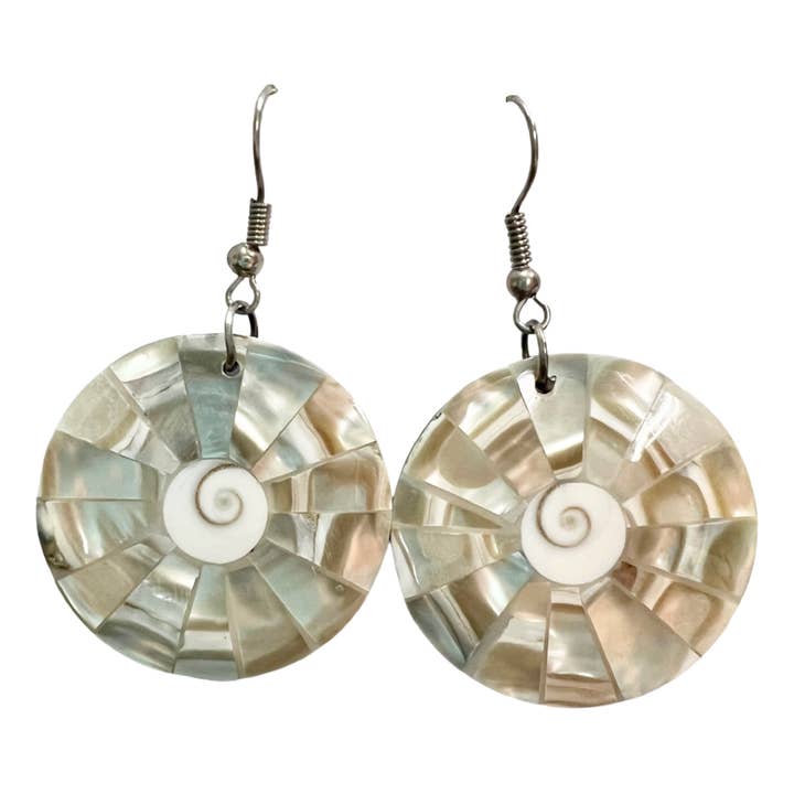 Bamboo Source Tropical Decor - Wholesale Pendant/Charm Necklace - Inlaid Swirl Shell Necklace