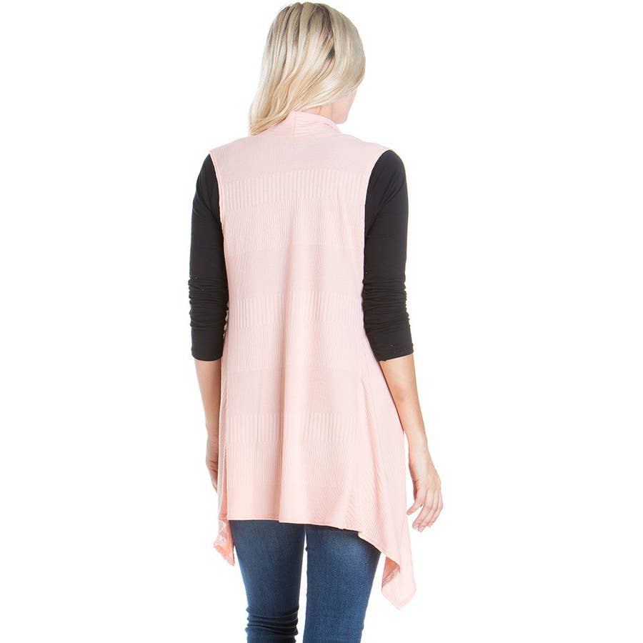 Azules Clothing – Cardigan - Mulher por atacado – Cardigan Duster sem mangas com nervuras e escovado macio15