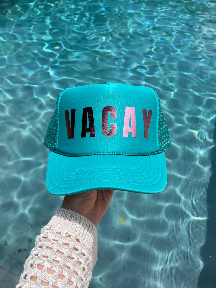 VACAY Trucker Hat | Metallic for wholesale by The Day Away Collective