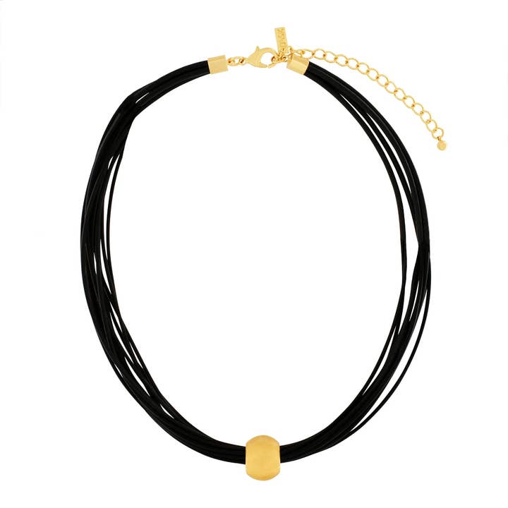 Nostalgia Korte Bal Leren Ketting Goud Verguld voor wholesale door Dansk Copenhagen