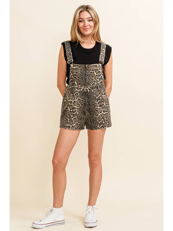 Brown CR14714A - LEOPARD PRINT ROMPER for wholesale on Faire5