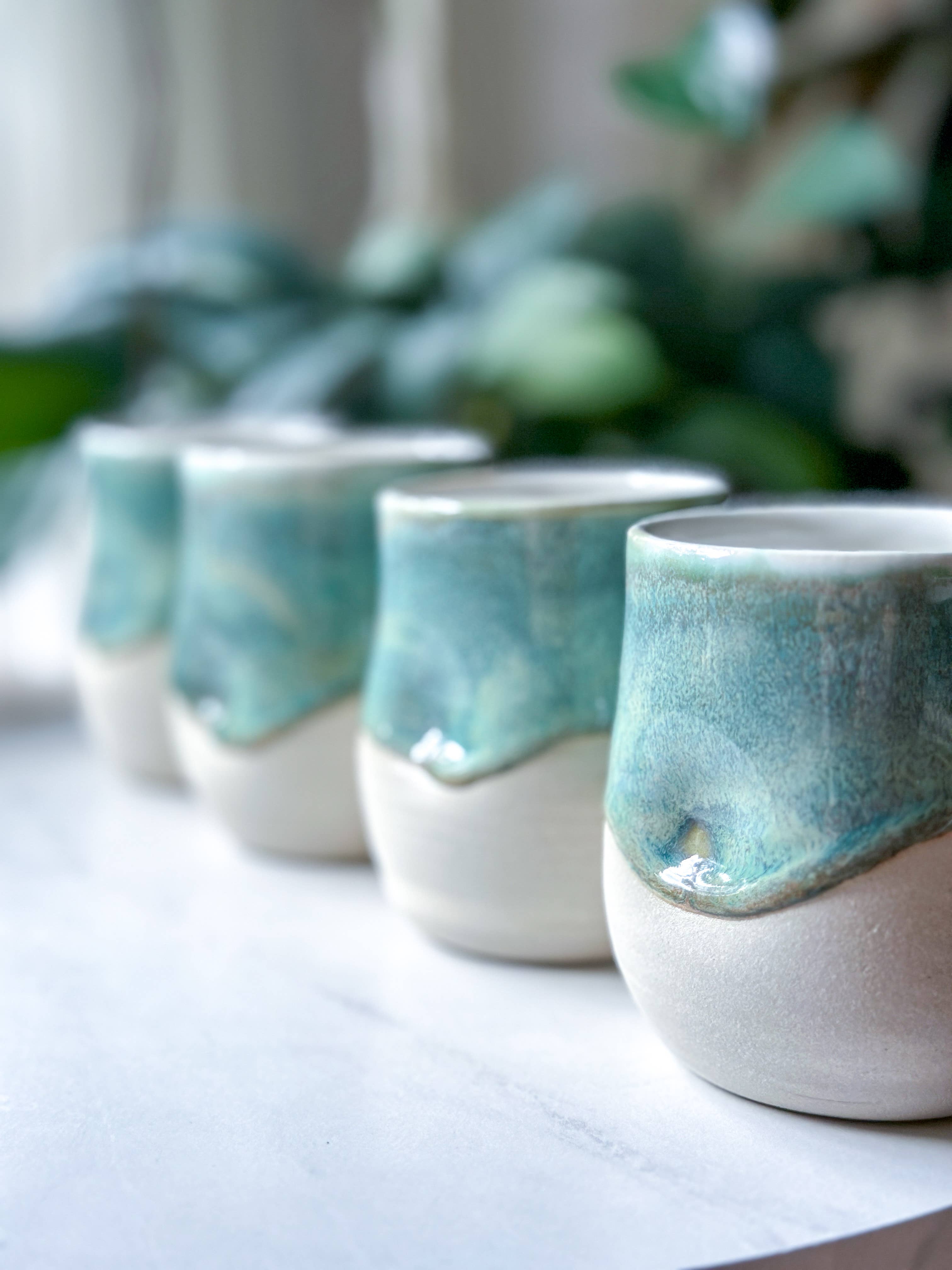 Van Isle Clayworks - Wholesale Coffee/Tea Cup - Turquoise Stoneware Cup - Shoreline Glaze - Pottery Ceramic1