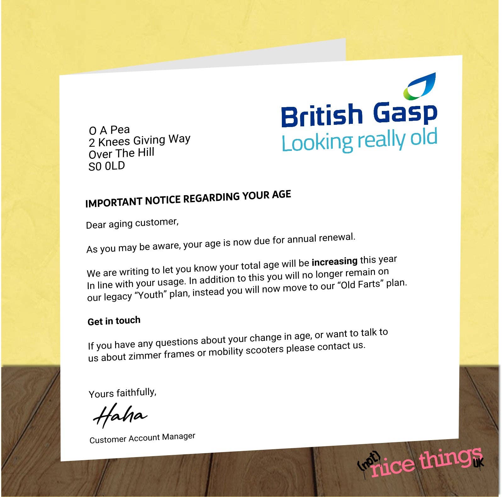 NotNiceThings – wholesale Födelsedagskort – Energy Crisis Themed Card | Roligt födelsedagskort1