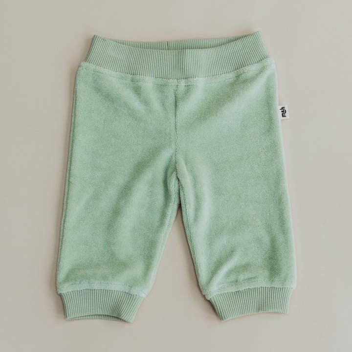 Organic Cotton Terry Joggers in Sage for wholesale by Mini & Humble