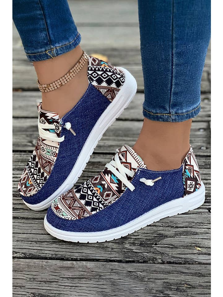 1 the Woman - Wholesale Oxford Shoes - Women's - Vintage Western Patchwork Lace-up Decor Flat Shoes6