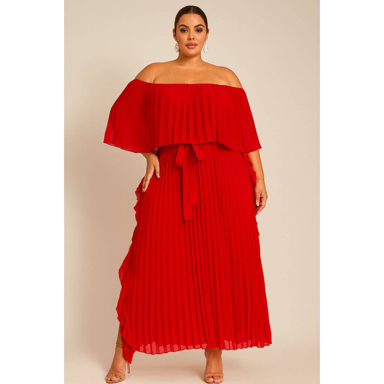 omgstyles – Engroshandel Kjole - Dame – Plus size plisseret maxikjole3