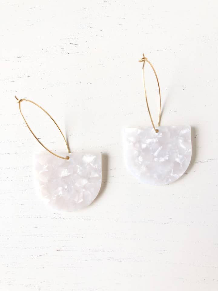The Modern White Tortoise Earrings for wholesale by Stoll & Heart