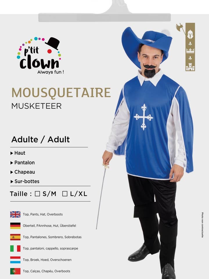 Costume Moschettiere - Adulto - L/XL per la vendita all'ingrosso da parte di P'tit Clown