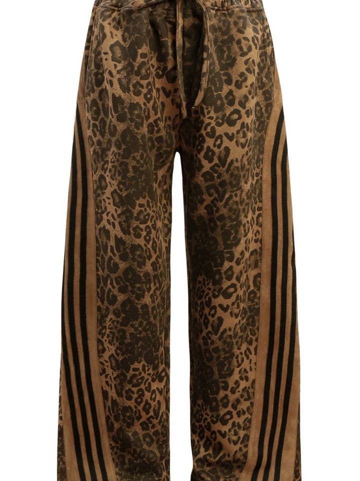 Brown Leopard Stripe Utility Pants for wholesale on Faire