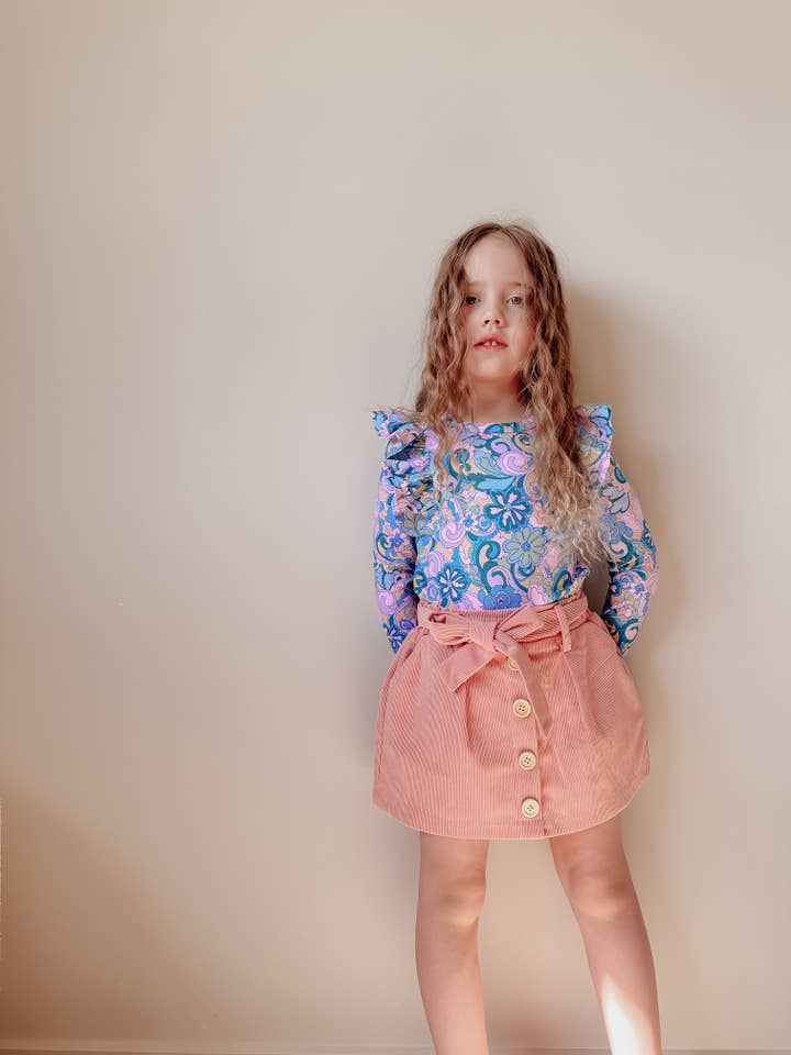 With Love for Kids - Wholesale Skirt – Kids - Heidi Mini Cord Skirt - CORAL1