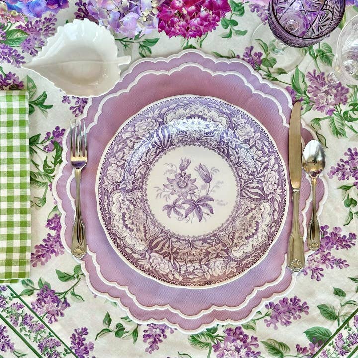 GRATITUDE LILA ROUND FABRIC PLACEMAT for wholesale by PNR Decor