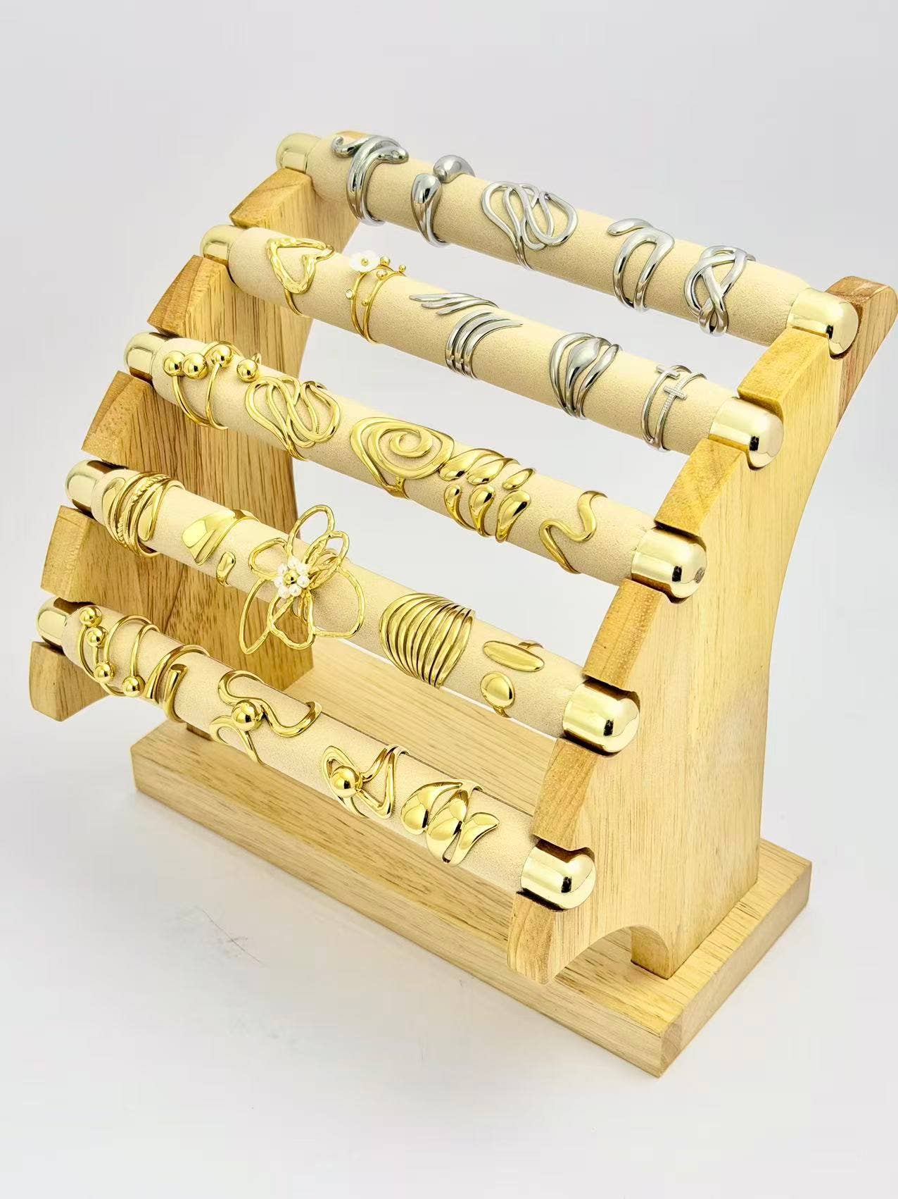 COSMOS - Wholesale Jewelry Set - Set of 25 Adjustable Gold Silver Rings Display Stand Included2