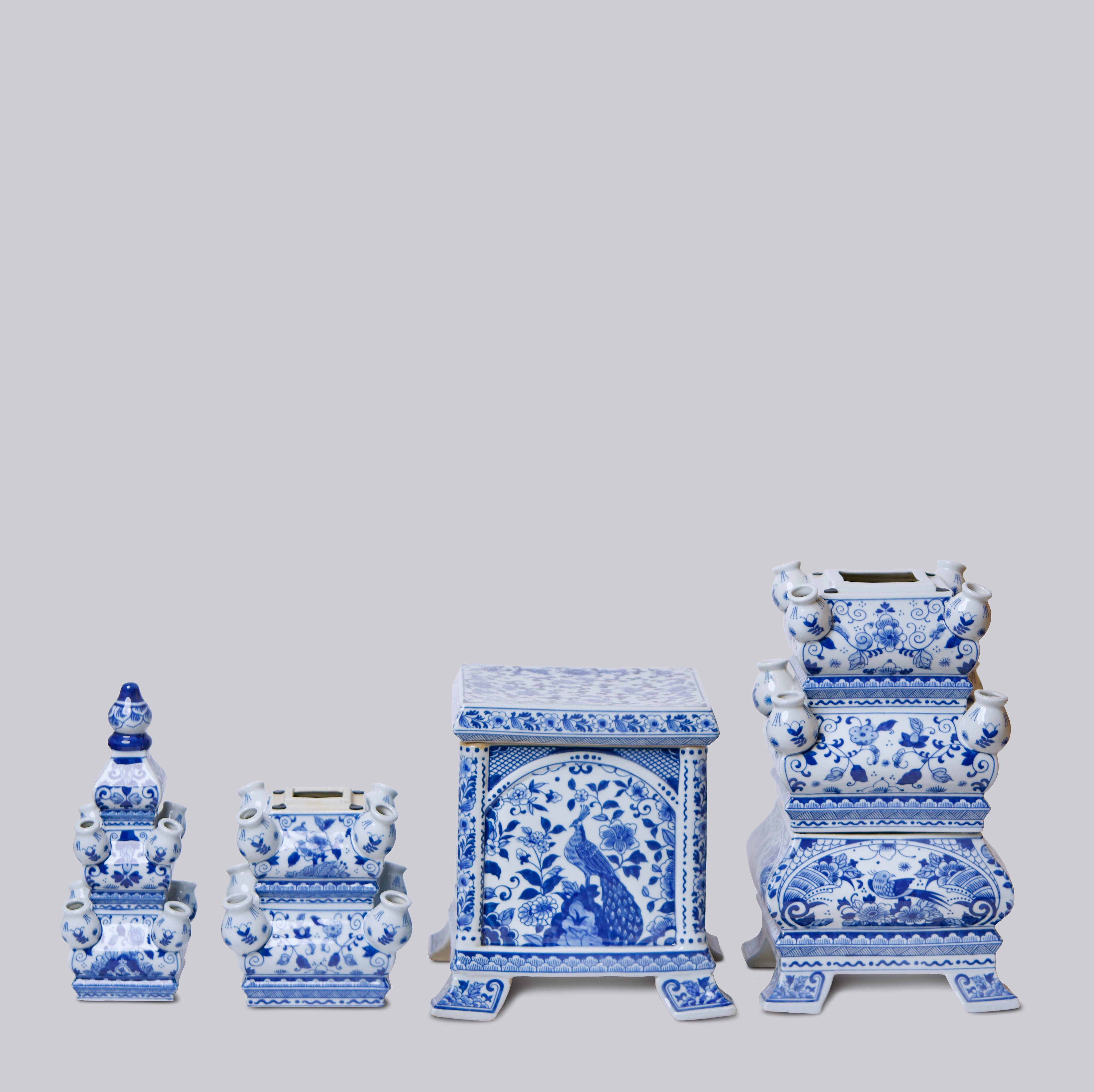 Cobalt Guild - Vendita all'ingrosso Vasi - Tulipiere alto in porcellana blu e bianca5