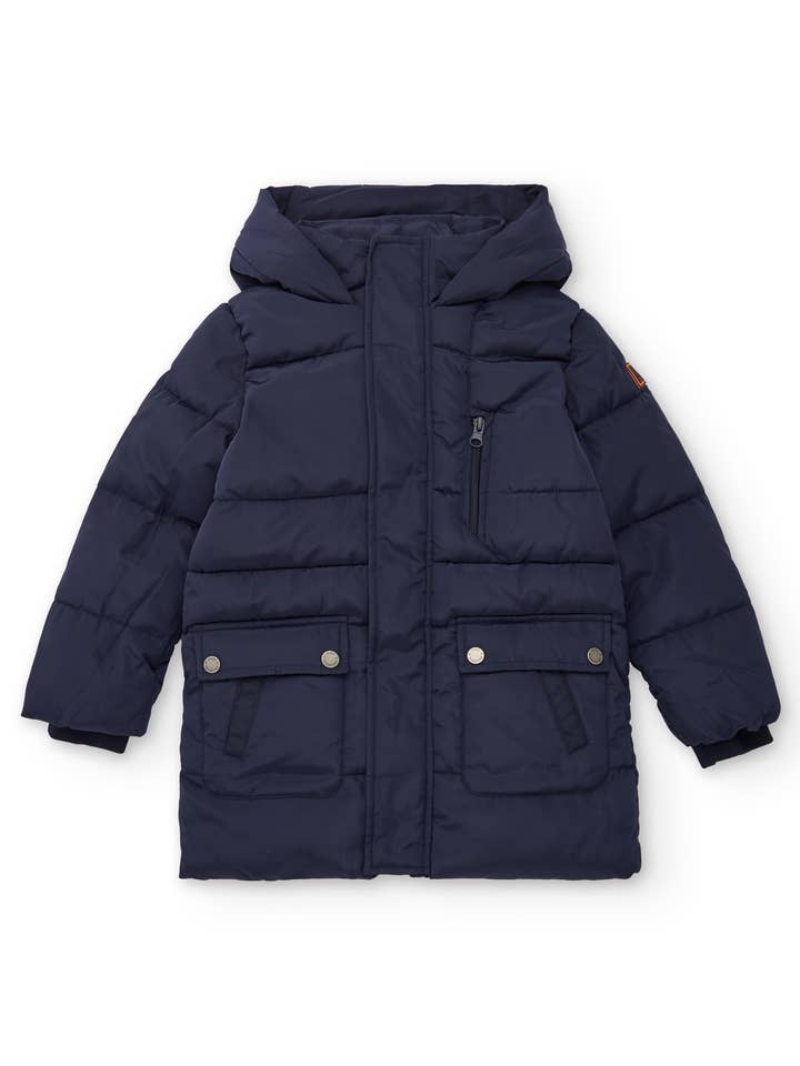 Gepolsterter Kinderparka in Marineblau mit Kapuze für den Großhandel von tuc tuc