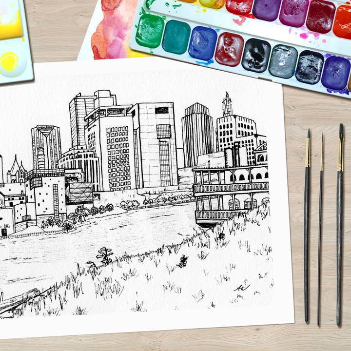 Skyline Paint Me Page — Malen mit einer Videolektion für den Großhandel von Alyssa Whetstone Art