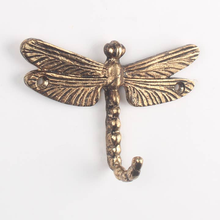 Antique Brass Dragonfly Wall Hook - Vintage Style Metal Hook for wholesale by Originals International Ltd