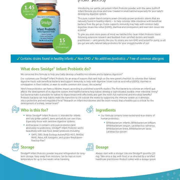 Smidge - Wholesale Oral Supplement/Vitamin - Infant Probiotic Powder5