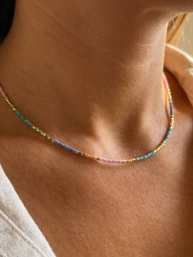 Pärlhalsband, halsband i rostfritt stål, choker C052 för wholesale av Atelline
