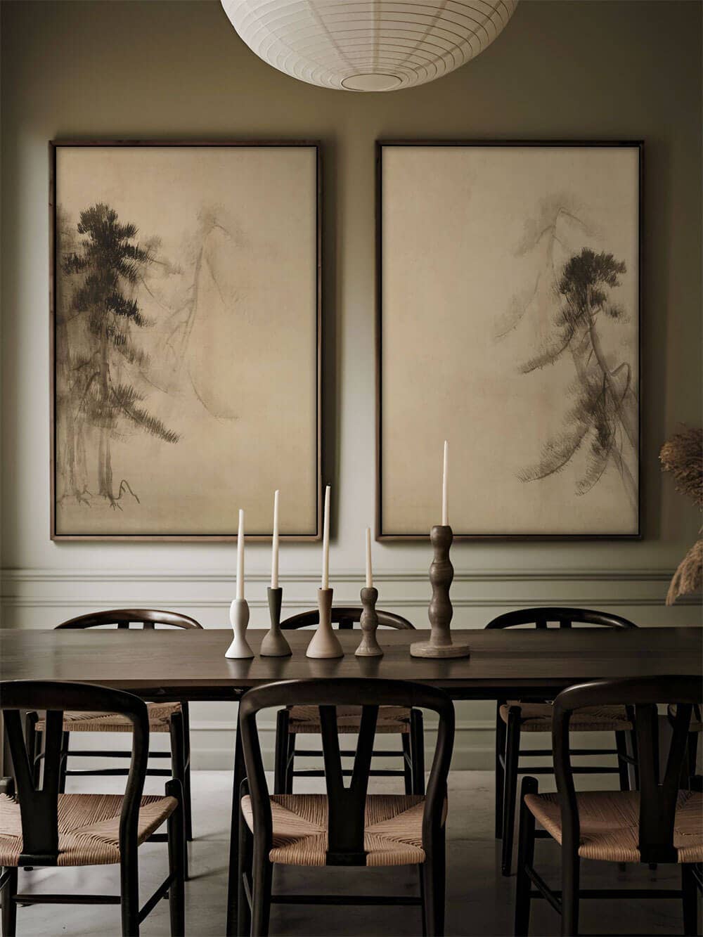 Modern Antique Prints - Wholesale Art Print - Wabi-Sabi Pine Sketch – Timeless Silence in the Mist VI3