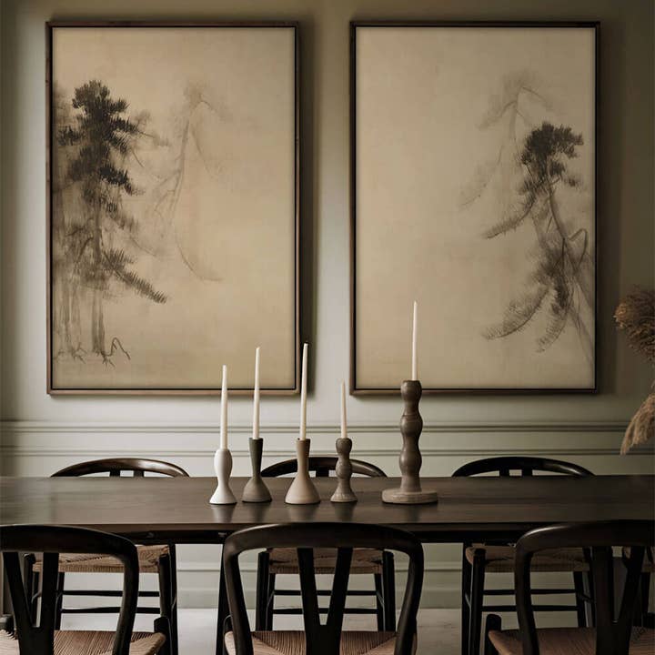 Modern Antique Prints - Wholesale Art Print - Wabi-Sabi Pine Sketch – Timeless Silence in the Mist VI3