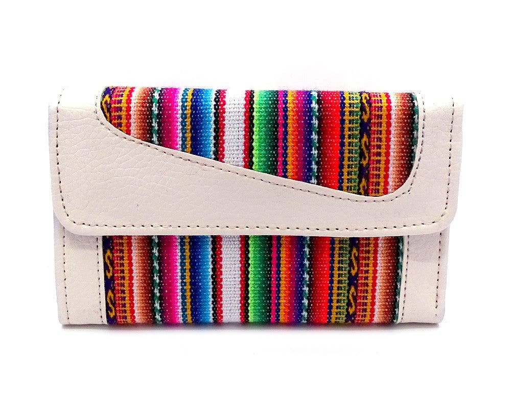 Pichincha - Vente Portefeuille – femme - Portefeuille à trois volets en cuir péruvien à rayures tribales14