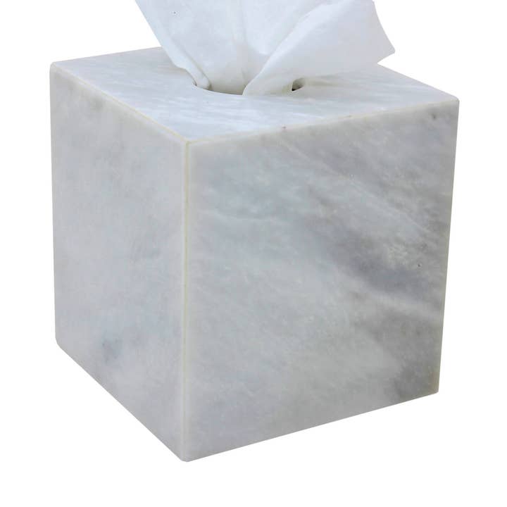 Eris Collection Pearl White Marble Honed Finish Tissue Box for wholesale by Marble Crafter
