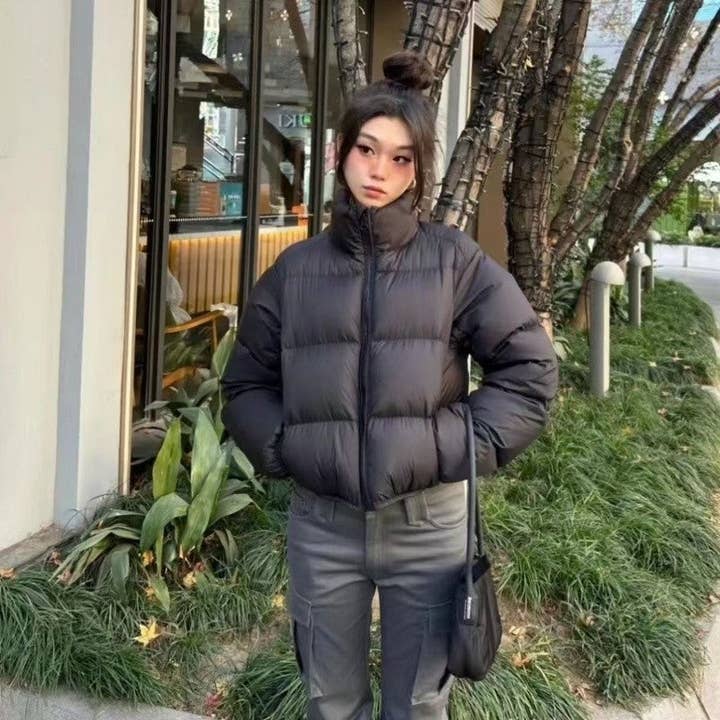 ShieldChic - Wholesale Puffer Jacket - Women's - Solid Color Stand Collar Puffer Coat5
