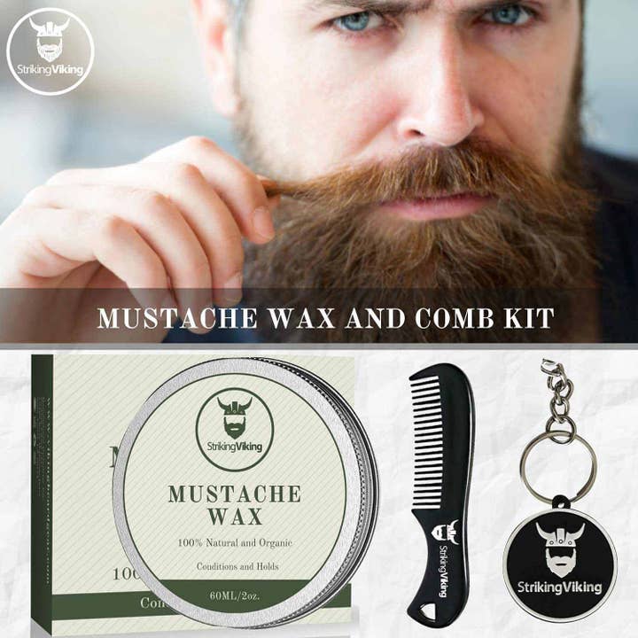 Striking Viking - Vente Produit structurant pour la barbe - Cire à moustache et peigne3