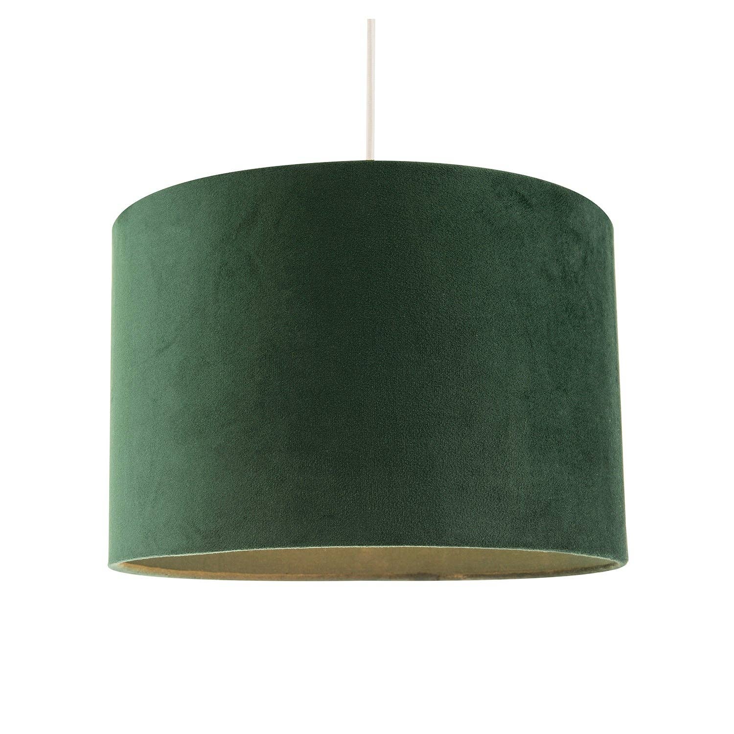 Happy Homewares – wholesale Lampshade – Soft Velvet Forest Green Fabric Round Lamp Shade for Table or Pendant1