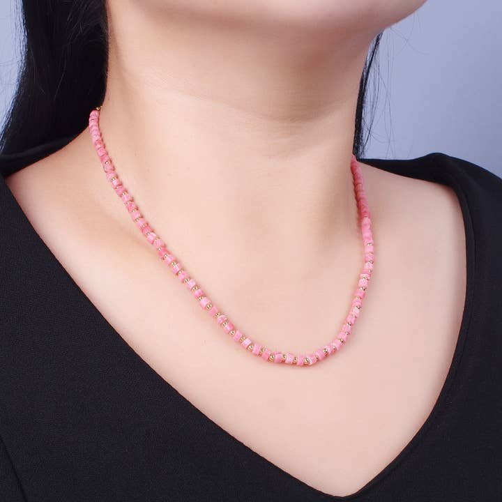 Aim Eternal - Wholesale Beaded/Pearl Necklace - Red Coral Heishi Gemstone Beads Necklace WA1433