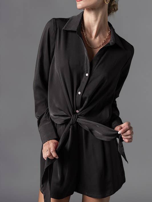 Satijnen playsuit met strik aan de voorkant voor wholesale door ILLA ILLA