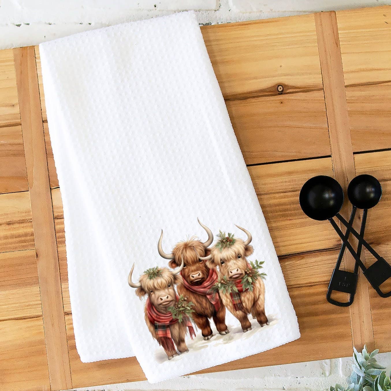 Fernville Creations - Wholesale Tea Towel - Highland Cow Holiday Ranch Farmhouse Kitchen Towel7